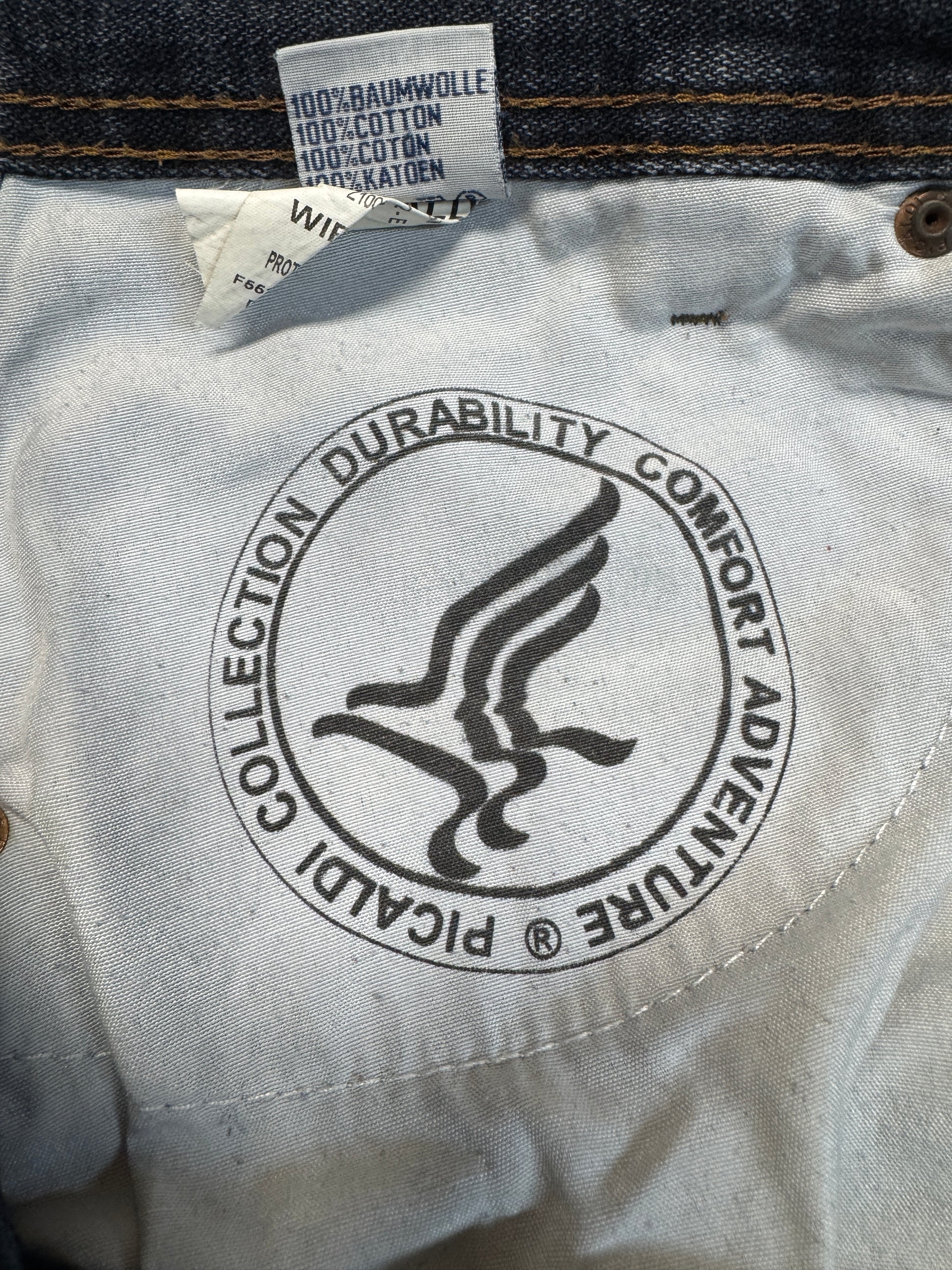 00s Picaldi Baggy Jeans "Wiper-4" Spellout Embroidery Dunkelblau W38 L30 - RareRags