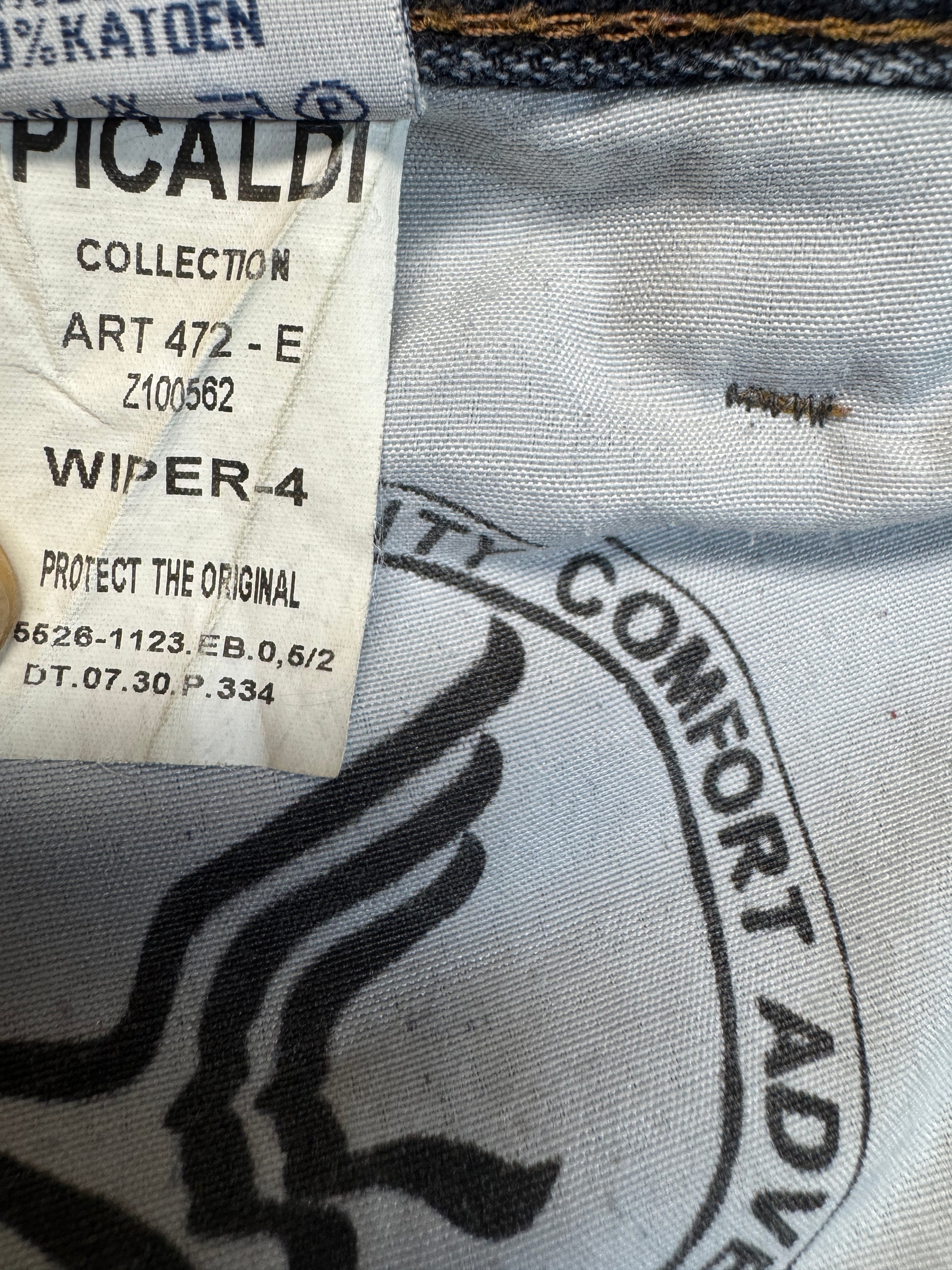 00s Picaldi Baggy Jeans "Wiper-4" Spellout Embroidery Dunkelblau W38 L30 - RareRags