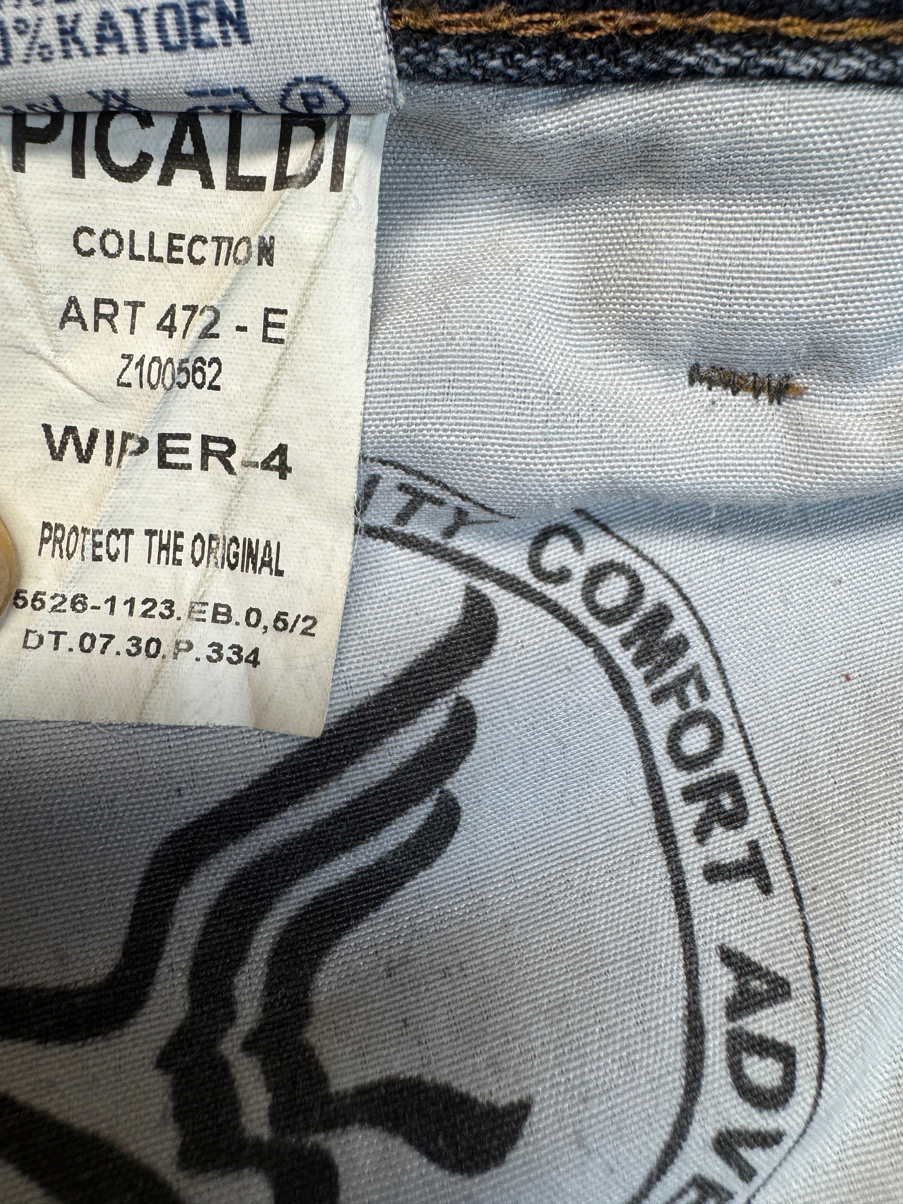 00s Picaldi Baggy Jeans "Wiper-4" Spellout Embroidery Dunkelblau W38 L30 - RareRags