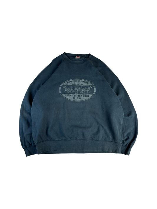 Vintage Levis Sweater 90s "Two Horse Brand" Dunkelblau XL