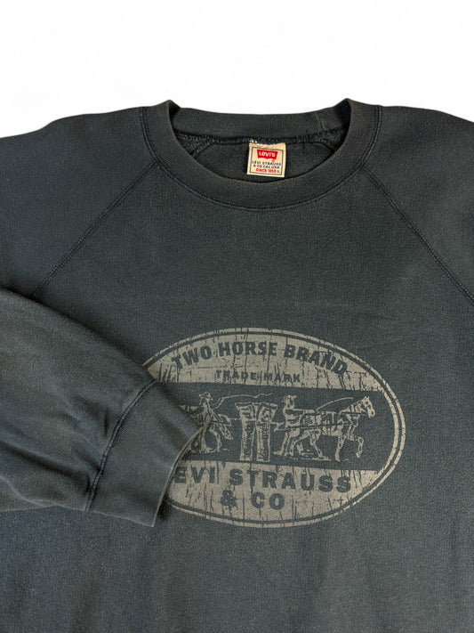 Vintage Levis Sweater 90s "Two Horse Brand" Dunkelblau XL
