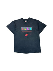 Vintage Nike Shirt 90s "P.L.A.Y." Single Stitch Made In USA Schwarz XL