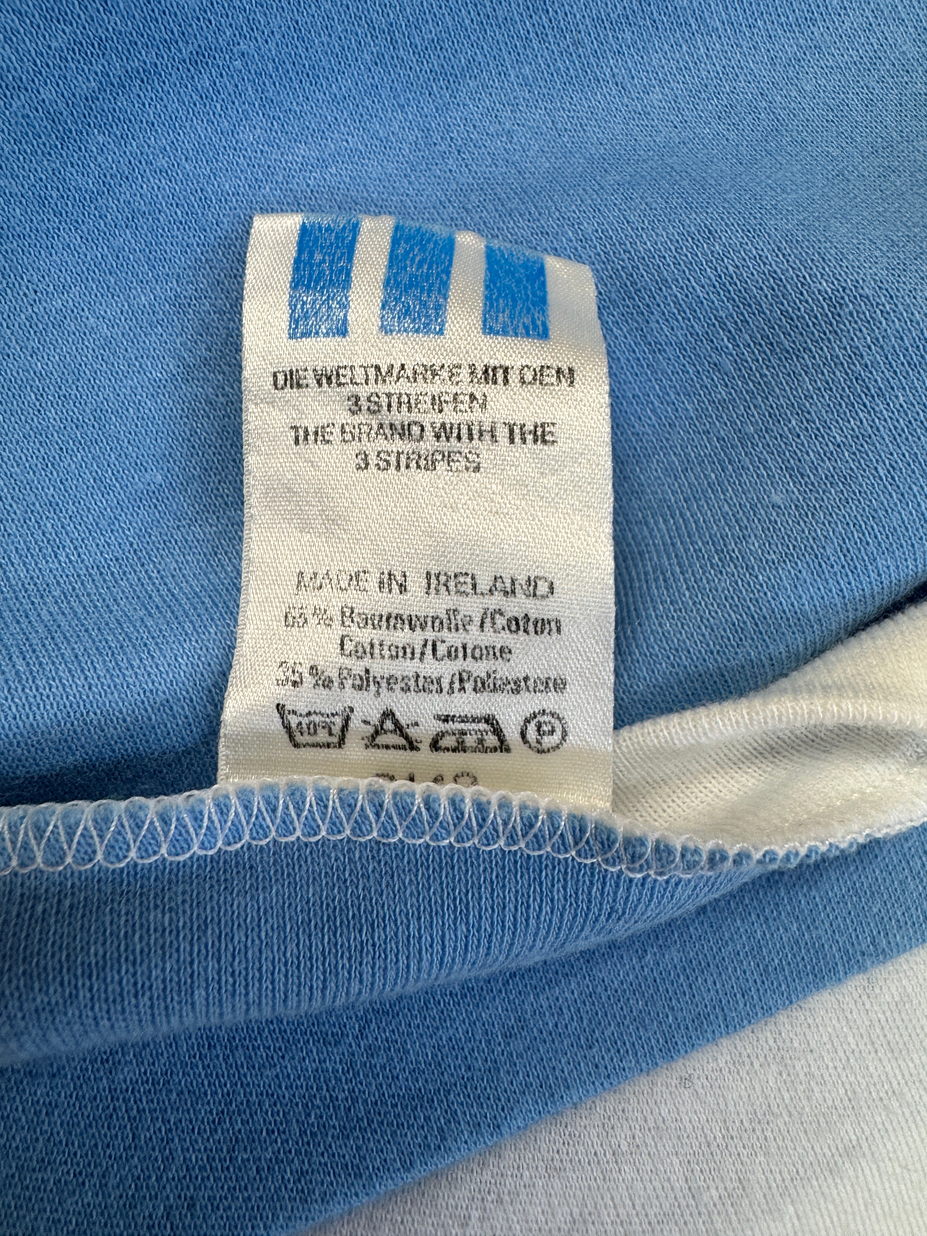 80s Adidas V-Neck Shirt Made In Ireland Weiß Blau 54 L-XL
