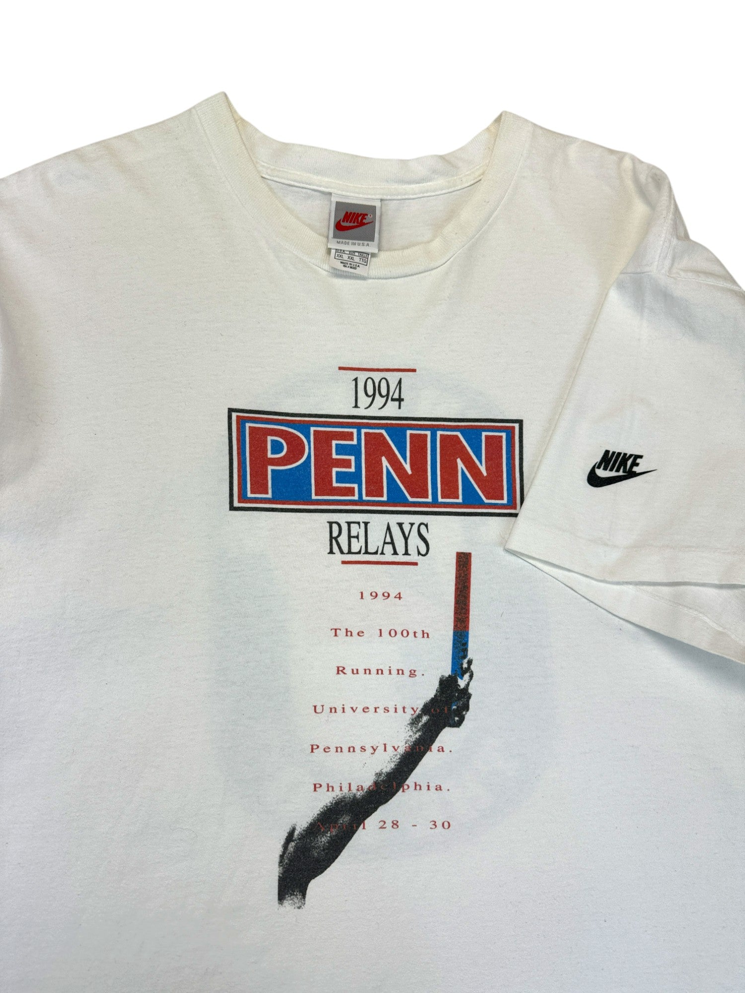 Vintage Nike Shirt 1994 Penn Relays Single Stitch Made In USA Weiß XXL