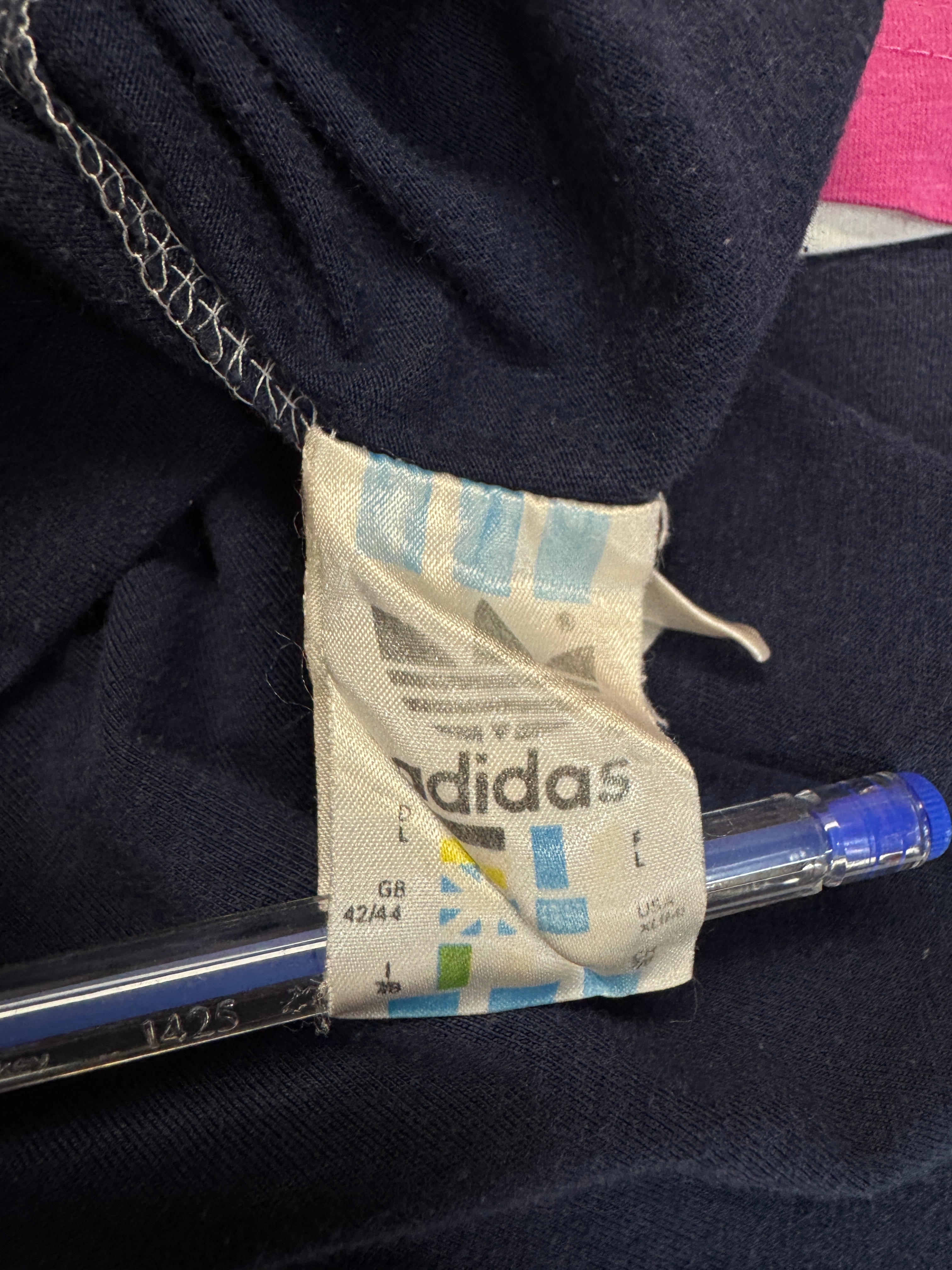 90s Adidas Shirt NBA Basketball "Jam Dunk, I want, I can" Made In Singapore Pink Dunkelblau L