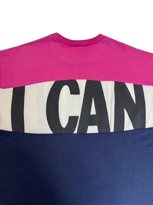 90s Adidas Shirt NBA Basketball "Jam Dunk, I want, I can" Made In Singapore Pink Dunkelblau L