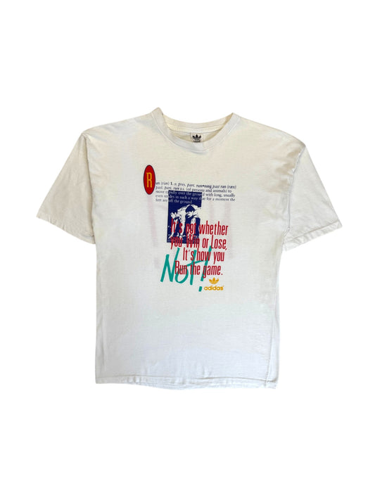 Rare! 80s Adidas Shirt "Run" Made In Portugal Single Stitch Weiß M