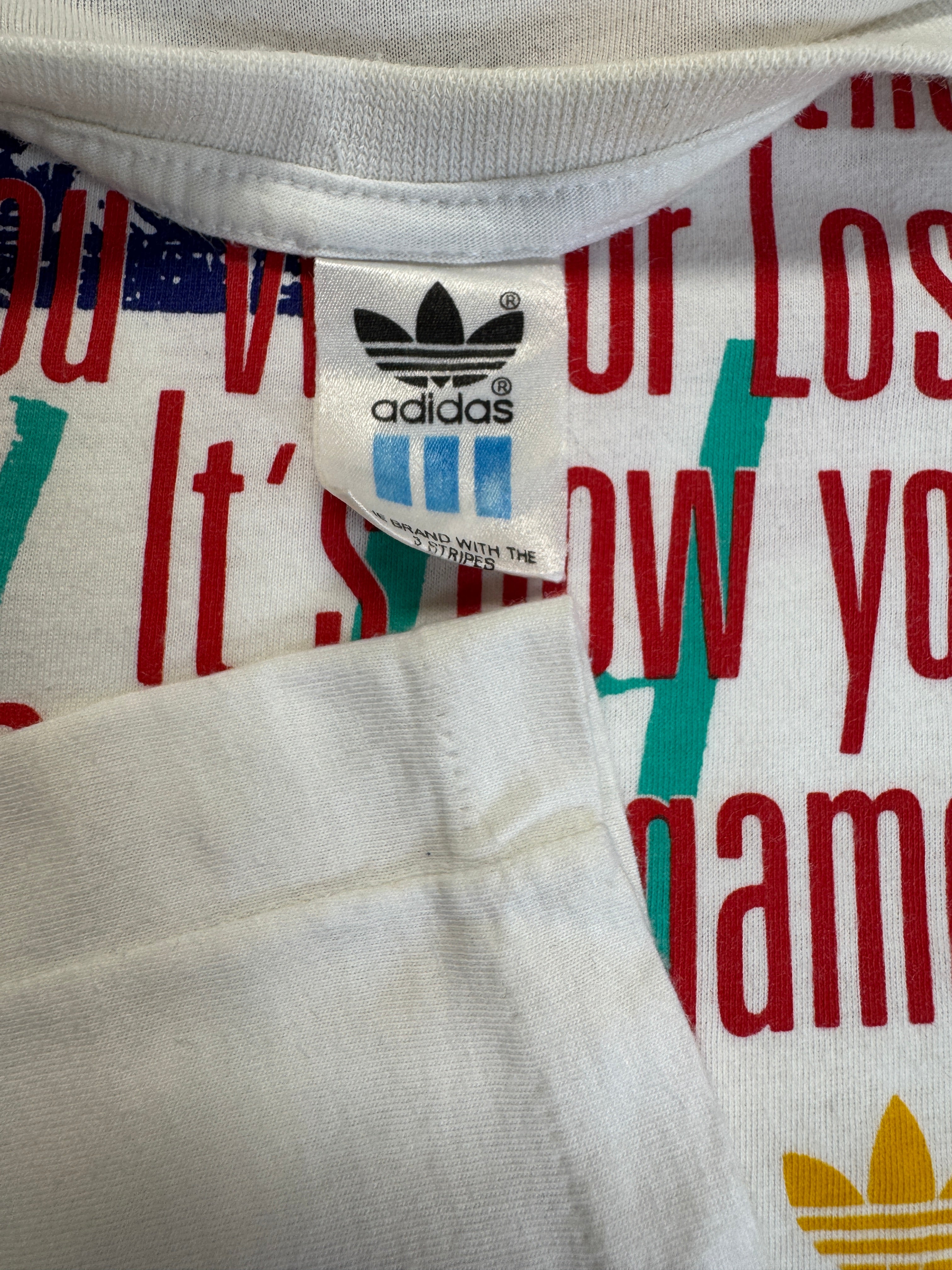Rare! 80s Adidas Shirt "Run" Made In Portugal Single Stitch Weiß M