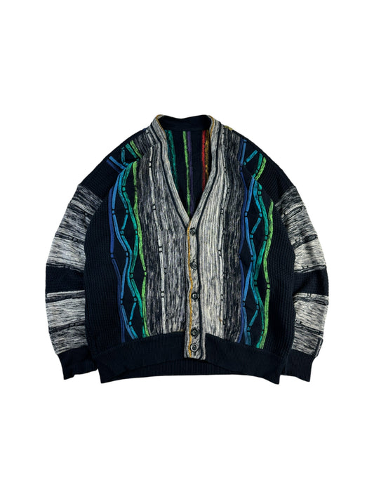 Vintage Carlo Colucci Cardigan Made In Germany Schwarz Bunt 54