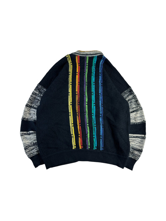 Vintage Carlo Colucci Cardigan Made In Germany Schwarz Bunt 54