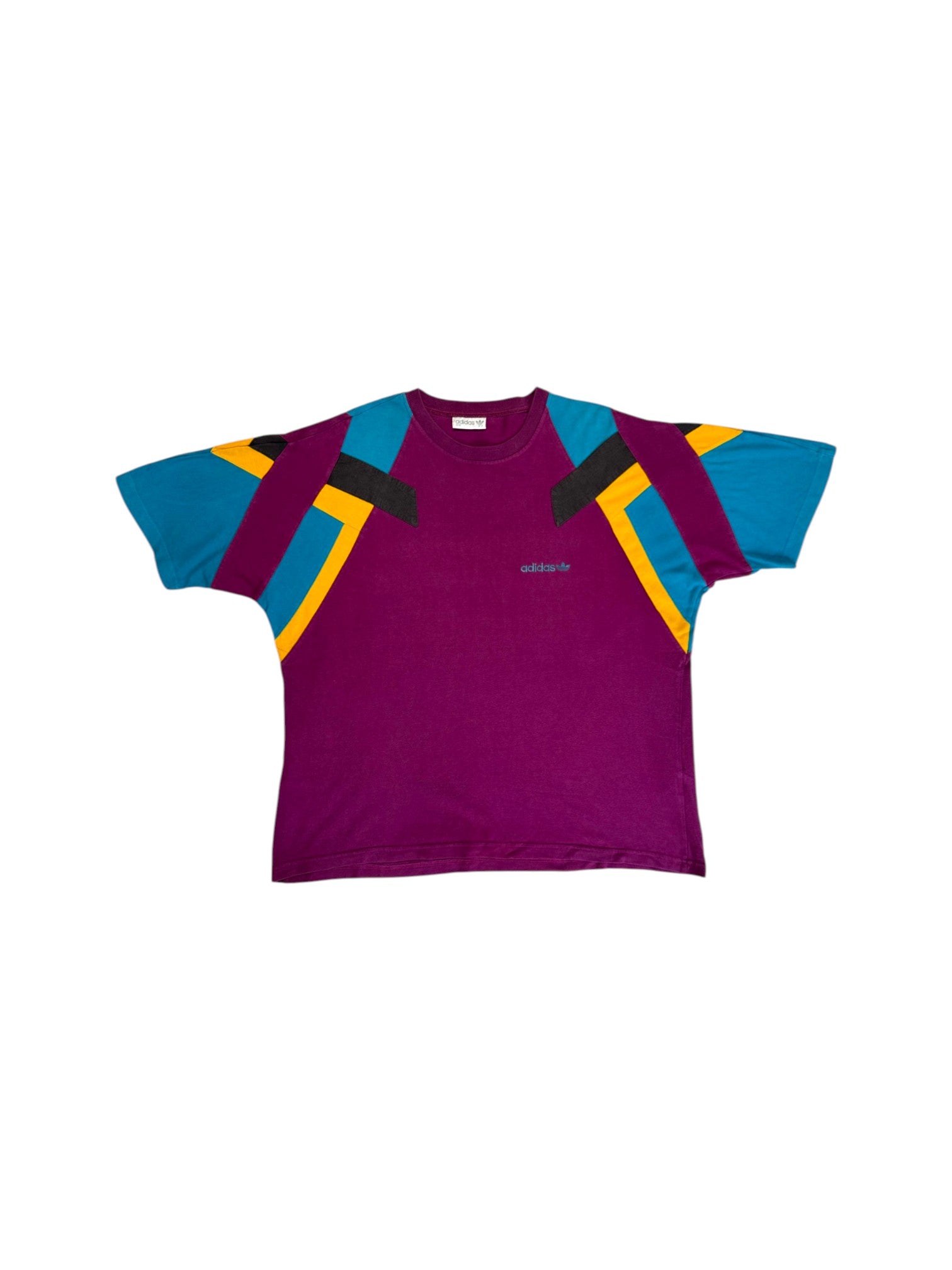90s Adidas Shirt Colorblocked Made In Colombia Lila D9 XL - RareRags