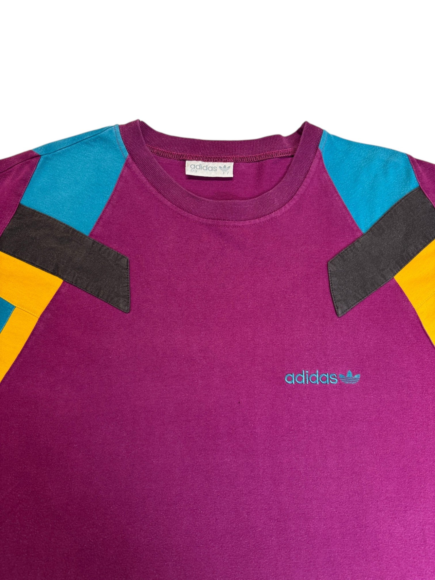 90s Adidas Shirt Colorblocked Made In Colombia Lila D9 XL - RareRags