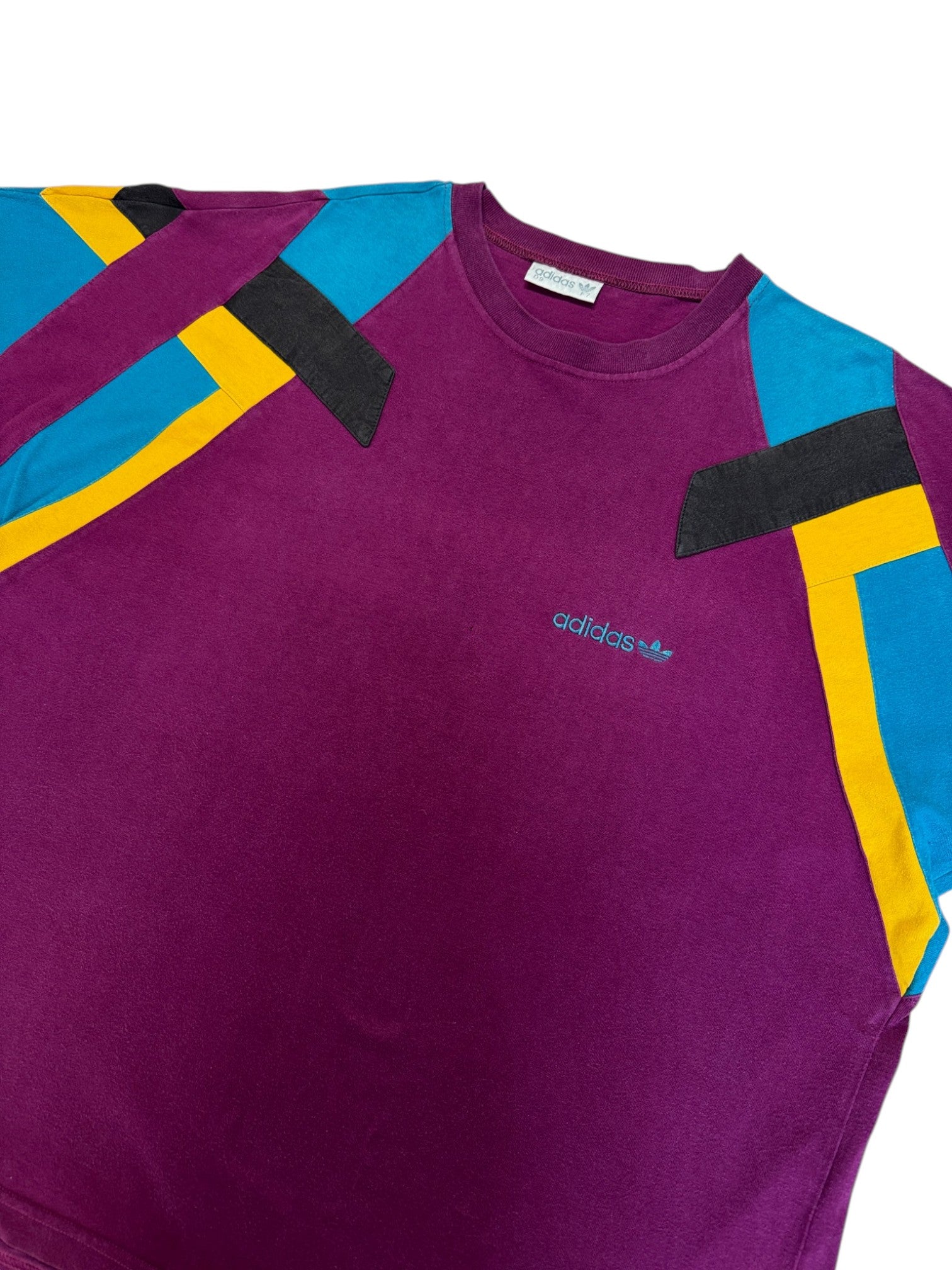 90s Adidas Shirt Colorblocked Made In Colombia Lila D9 XL - RareRags