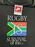 Vintage Nike Team Shirt 90s South Africa "Rugby is survival of the fiercest" Schwarz XXL