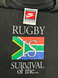 Vintage Nike Team Shirt 90s South Africa "Rugby is survival of the fiercest" Schwarz XXL