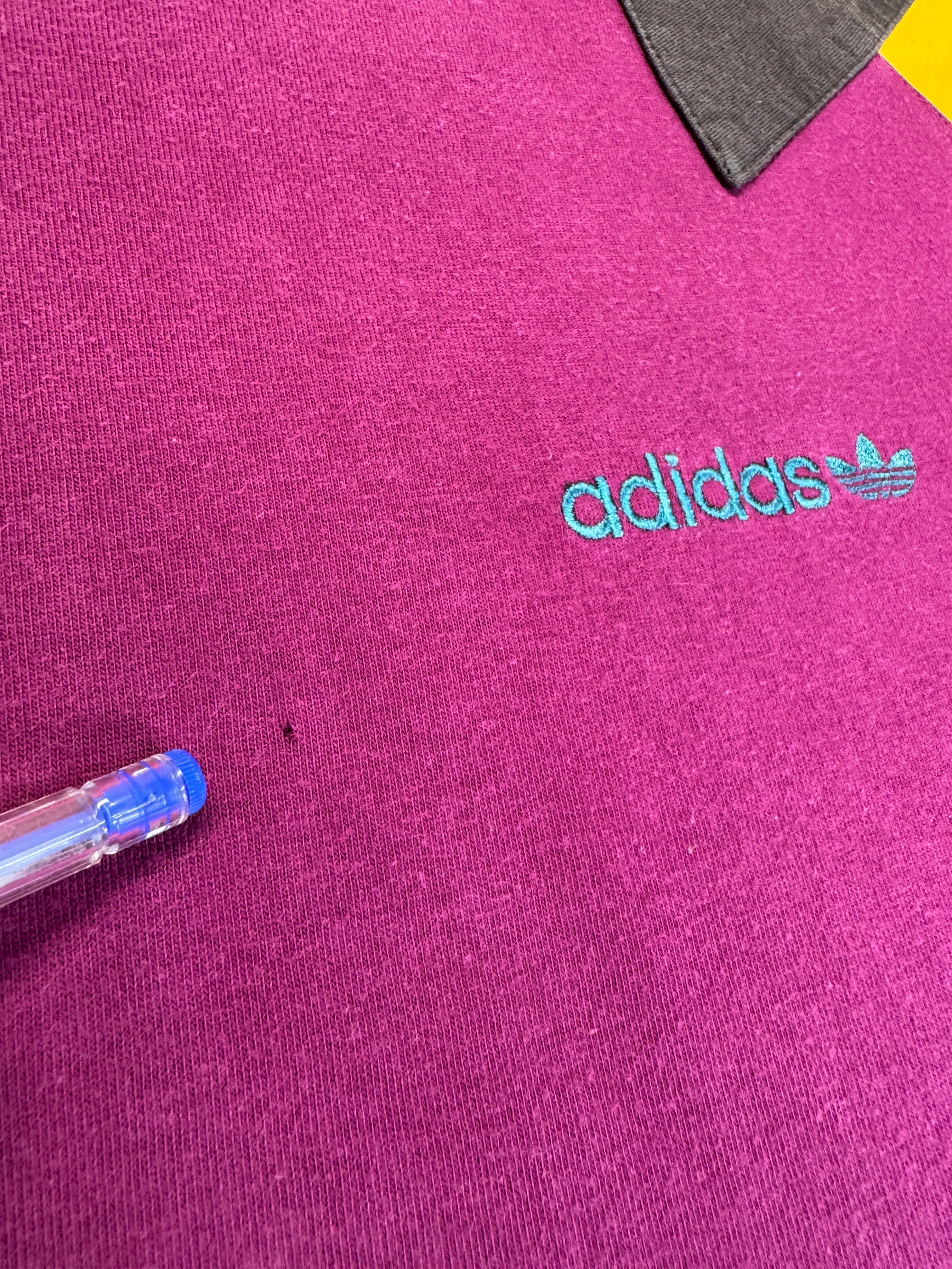 90s Adidas Shirt Colorblocked Made In Colombia Lila D9 XL - RareRags