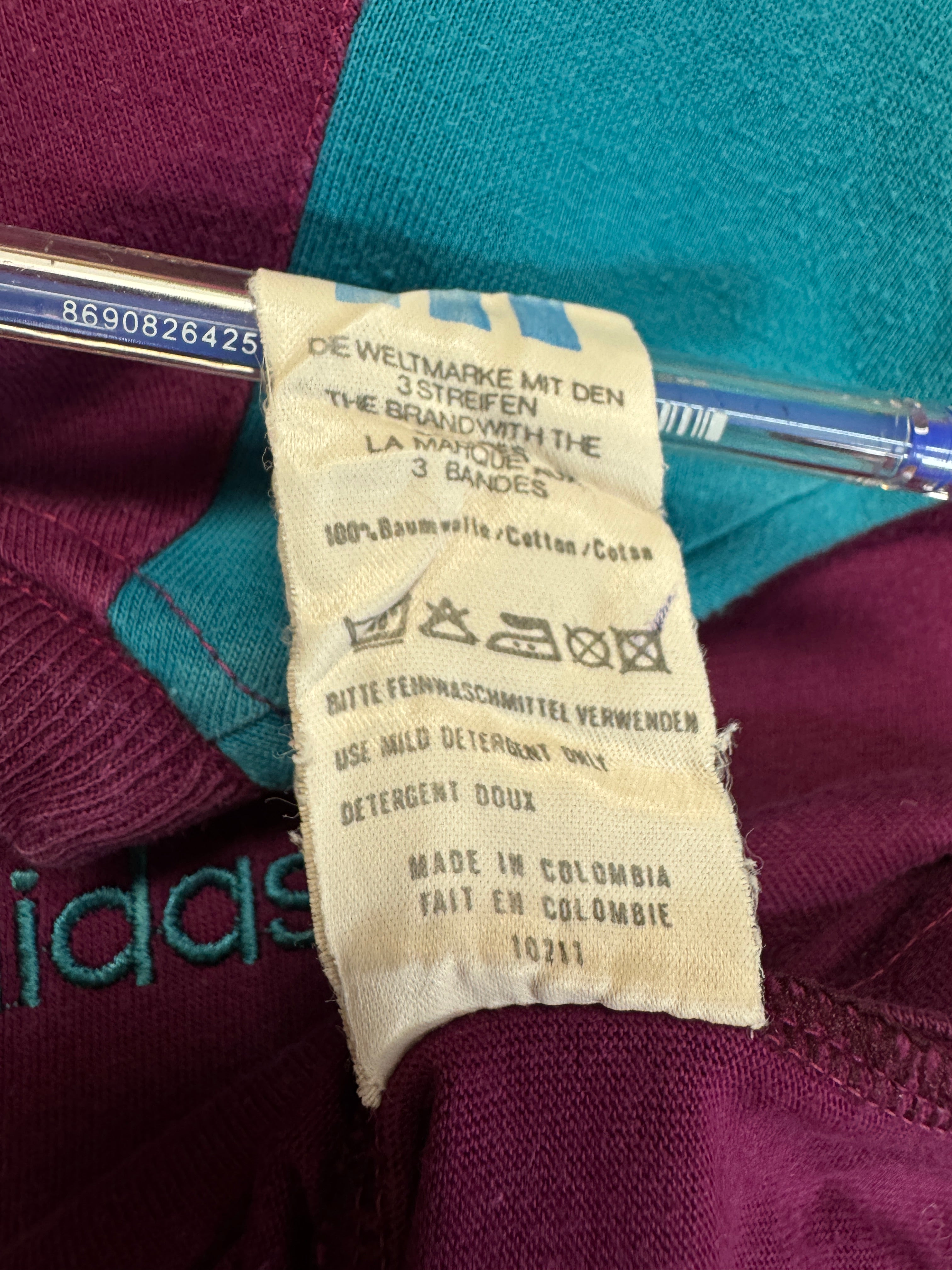 90s Adidas Shirt Colorblocked Made In Colombia Lila D9 XL - RareRags