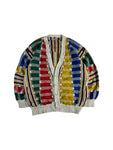 Vintage Carlo Colucci Cardigan 90s 3D Knit Mit Schurwolle & Seide Made In Germany Abstract Pattern Bunt 50