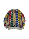 Vintage Carlo Colucci Cardigan 90s 3D Knit Mit Schurwolle & Seide Made In Germany Abstract Pattern Bunt 50