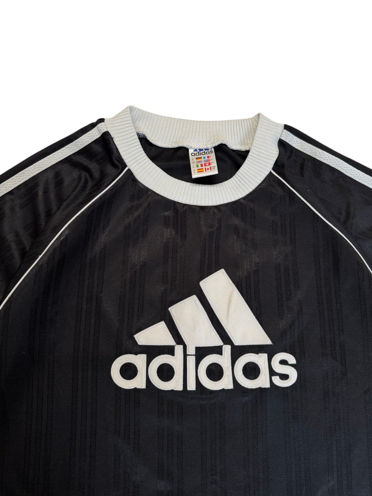 80s Adidas Sport Shirt Puffprint Made In England Schwarz L
