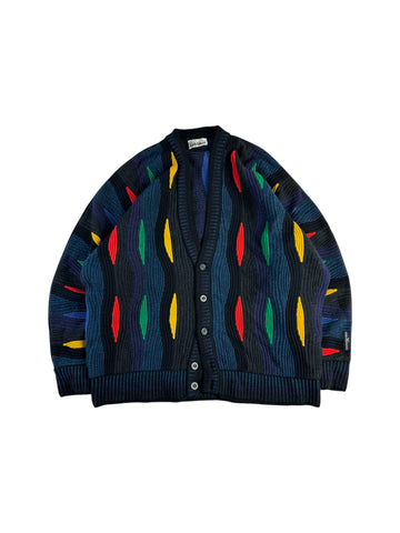 Vintage Carlo Colucci Cardigan 90s Mit Schurwolle Made In Germany Schwarz Bunt 56