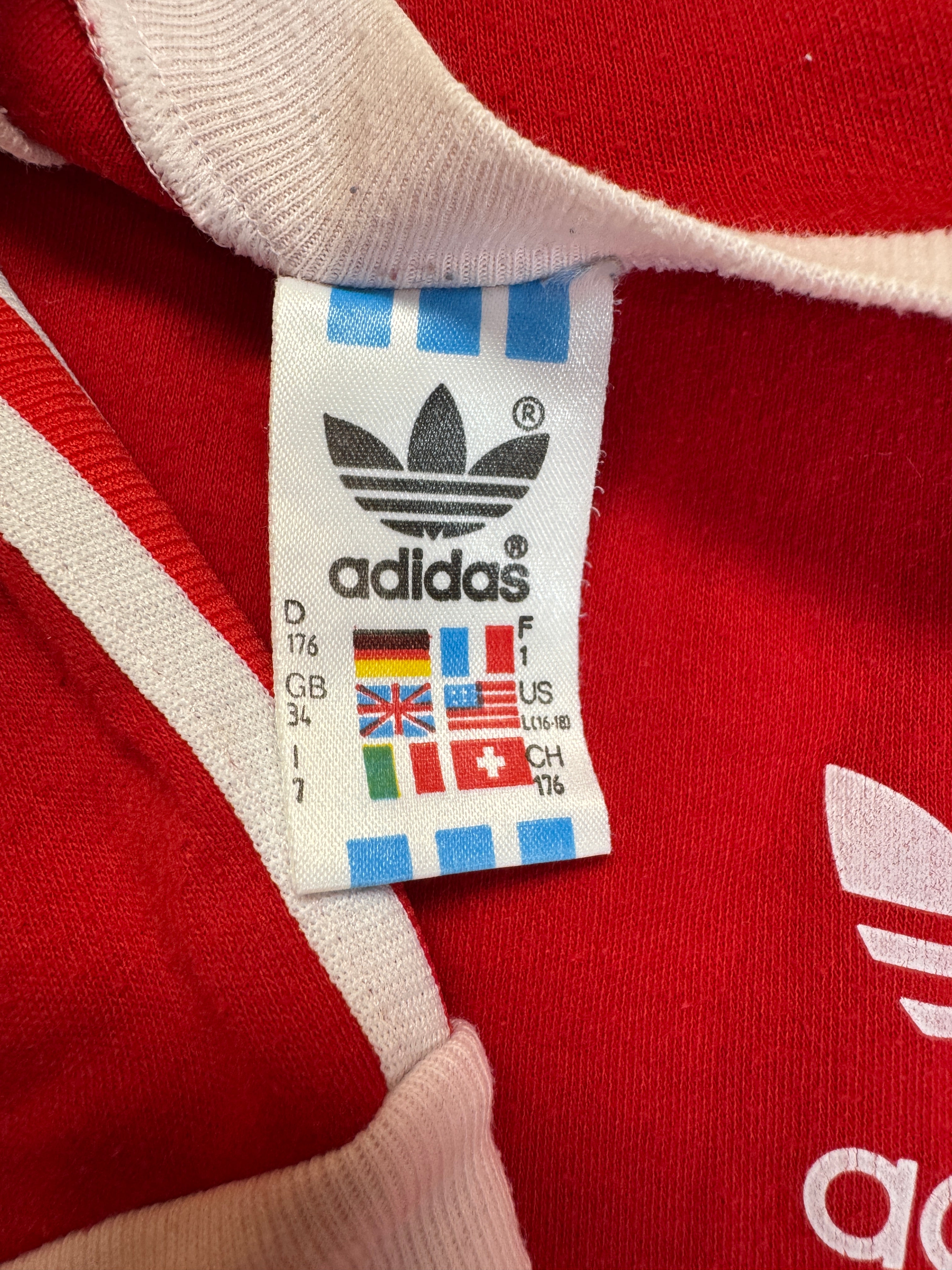 80s Adidas Kids Ringer Shirt Made In Ireland Rot 176 XS-S
