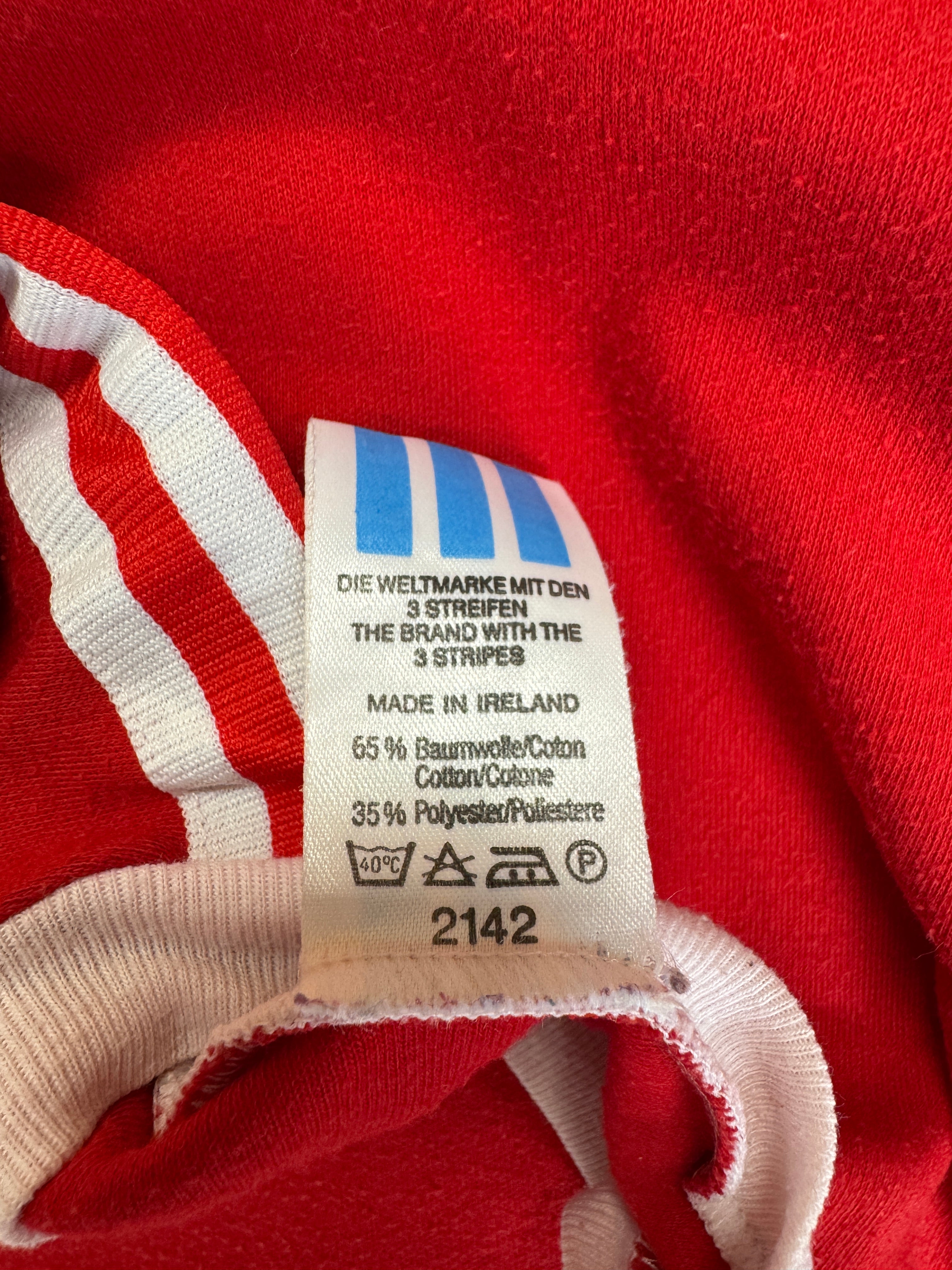 80s Adidas Kids Ringer Shirt Made In Ireland Rot 176 XS-S