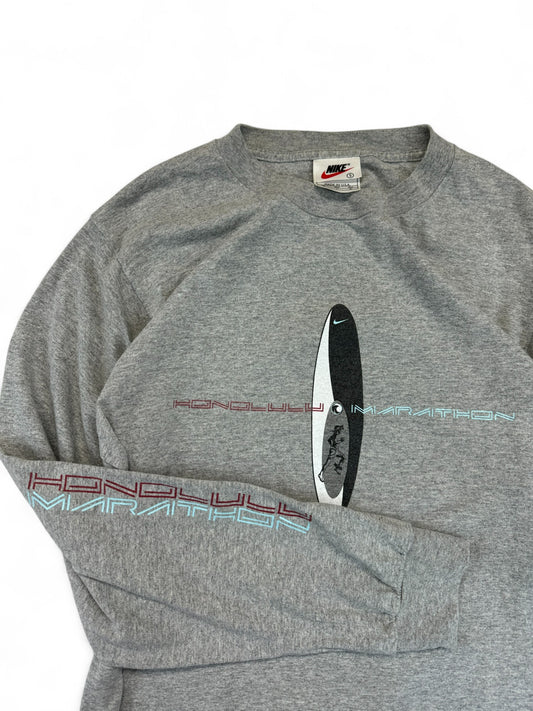 Vintage Nike Longsleeve 90s Honolulu Marathon Made In USA Grau S