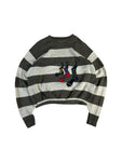 Vintage Carlo Colucci Strickpullover 80s Made In West-Germany Wäscheleine Gestreift Weiß Grau S-M