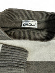 Vintage Carlo Colucci Strickpullover 80s Made In West-Germany Wäscheleine Gestreift Weiß Grau S-M