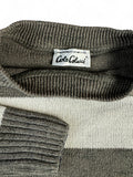 Vintage Carlo Colucci Strickpullover 80s Made In West-Germany Wäscheleine Gestreift Weiß Grau S-M