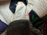 Vintage Carlo Colucci Strickpullover 80s Made In West-Germany Wäscheleine Gestreift Weiß Grau S-M