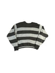 Vintage Carlo Colucci Strickpullover 80s Made In West-Germany Wäscheleine Gestreift Weiß Grau S-M