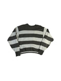 Vintage Carlo Colucci Strickpullover 80s Made In West-Germany Wäscheleine Gestreift Weiß Grau S-M