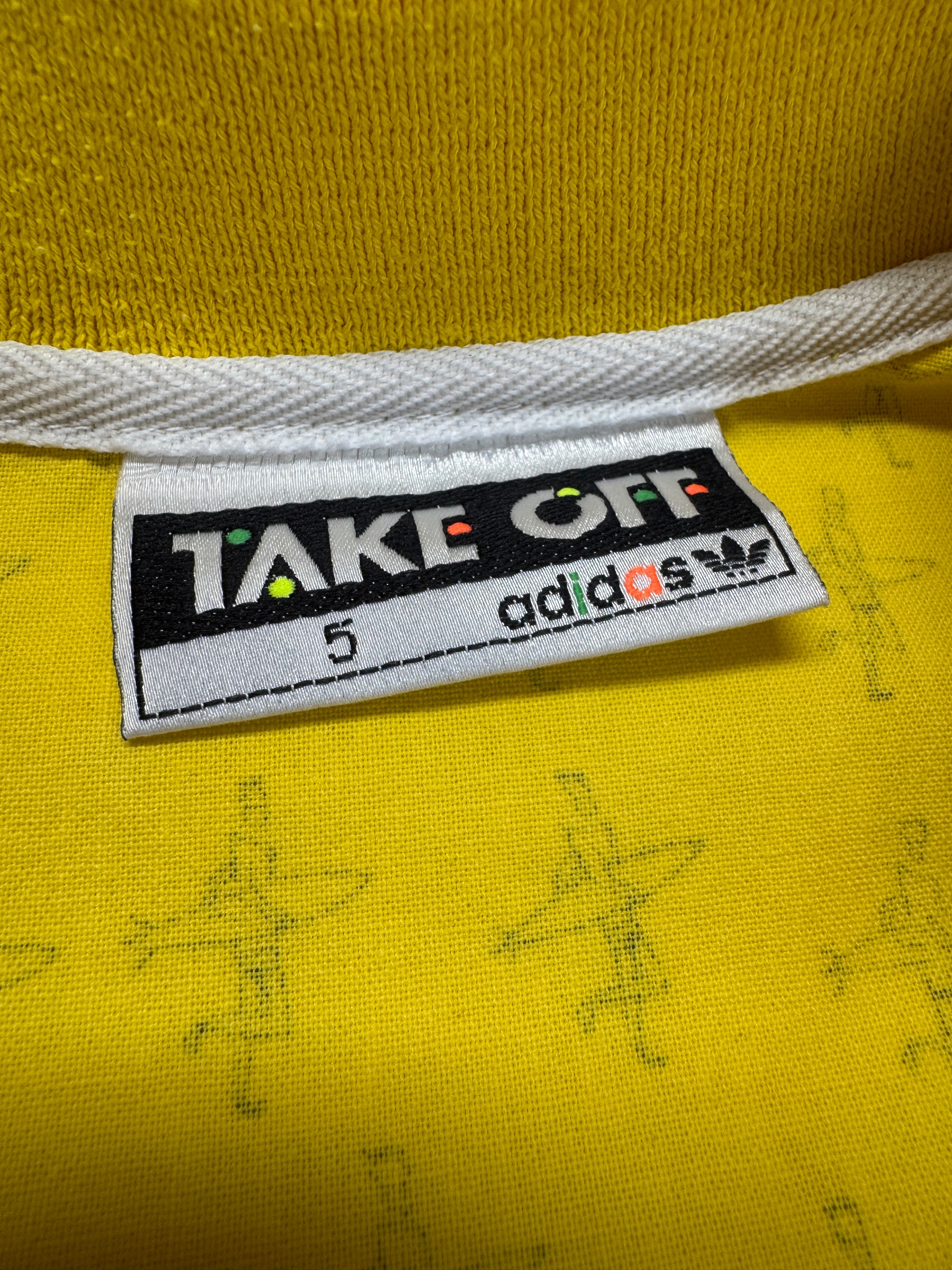 90s Adidas Take Off Kurzarm Hemd Surfer Gelb M