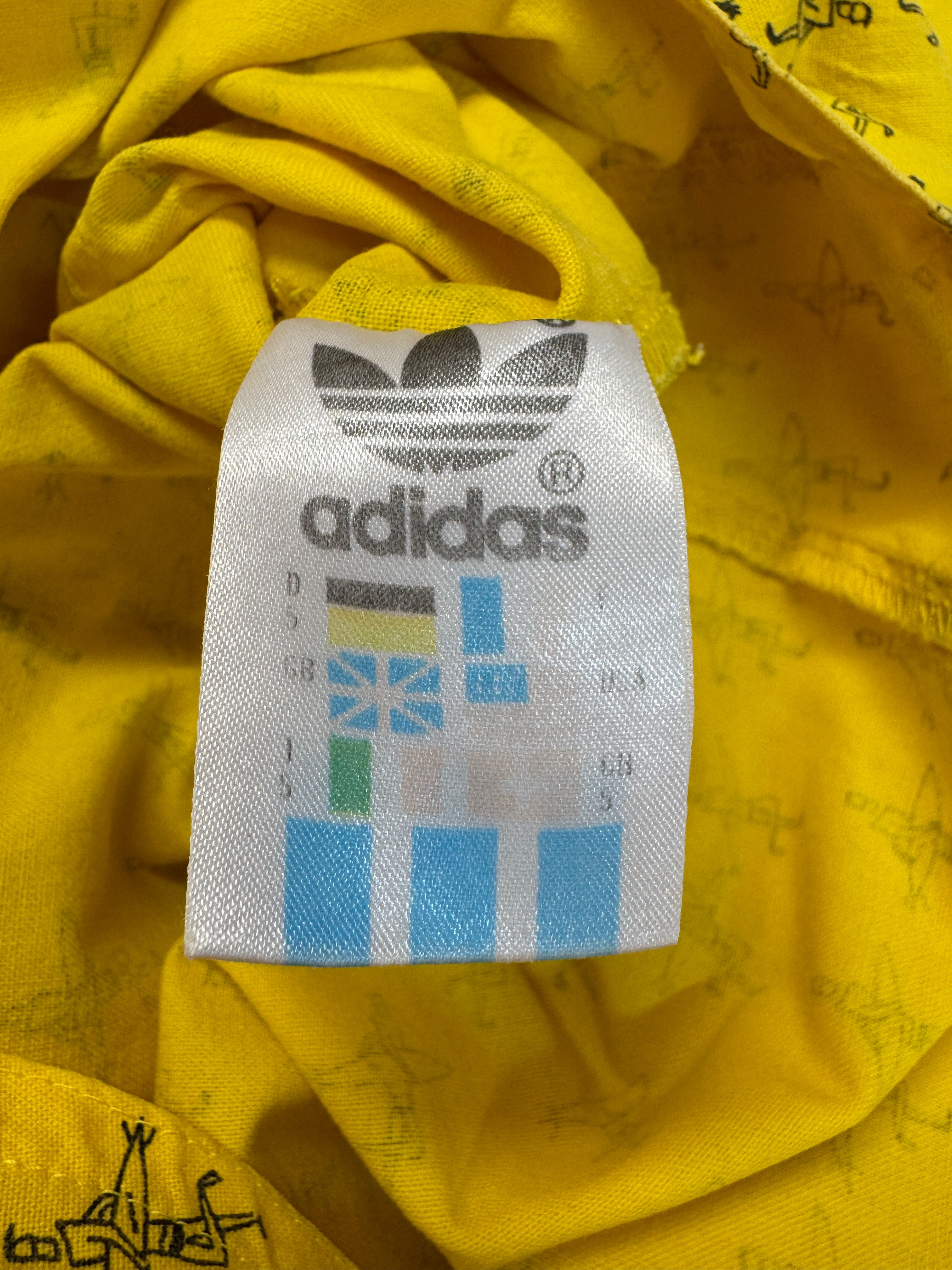 90s Adidas Take Off Kurzarm Hemd Surfer Gelb M