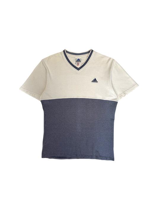 90s Adidas Shirt Pikee Made In Hong Kong Weiß Blau D50 M