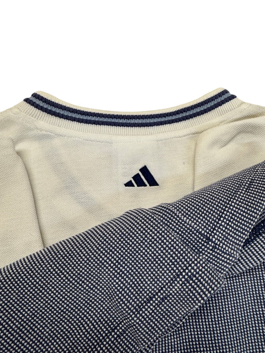 90s Adidas Shirt Pikee Made In Hong Kong Weiß Blau D50 M