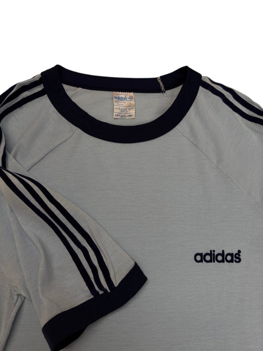 70s Adidas Ringer Shirt Made In France Hellblau M-L