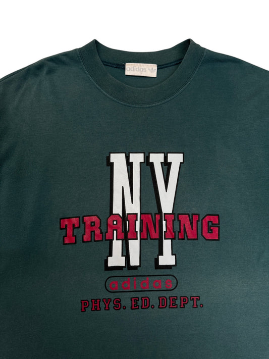 90s Adidas Training Shirt Faded Made In Singapore Grün D5 S-M