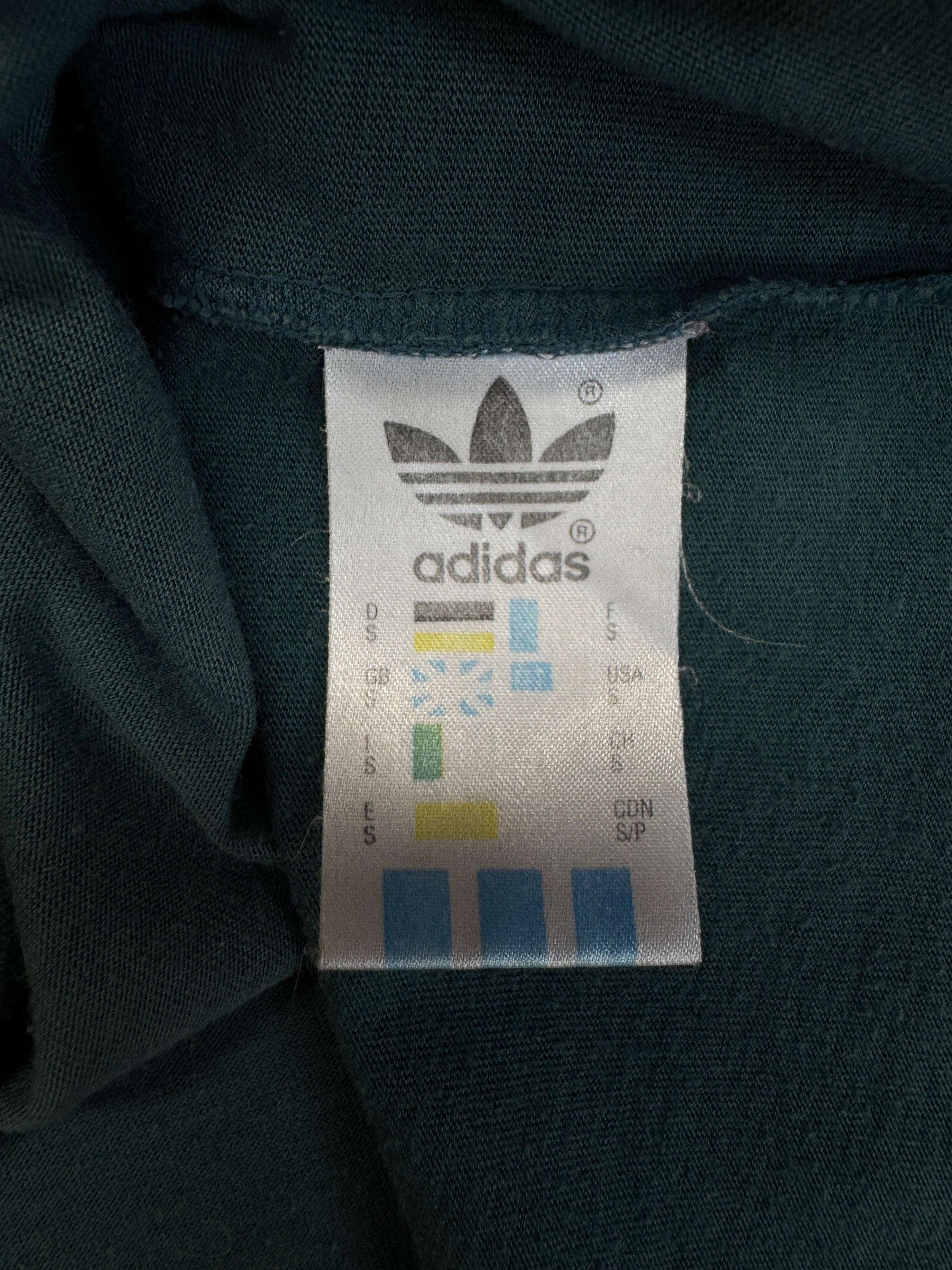 90s Adidas Training Shirt Faded Made In Singapore Grün D5 S-M