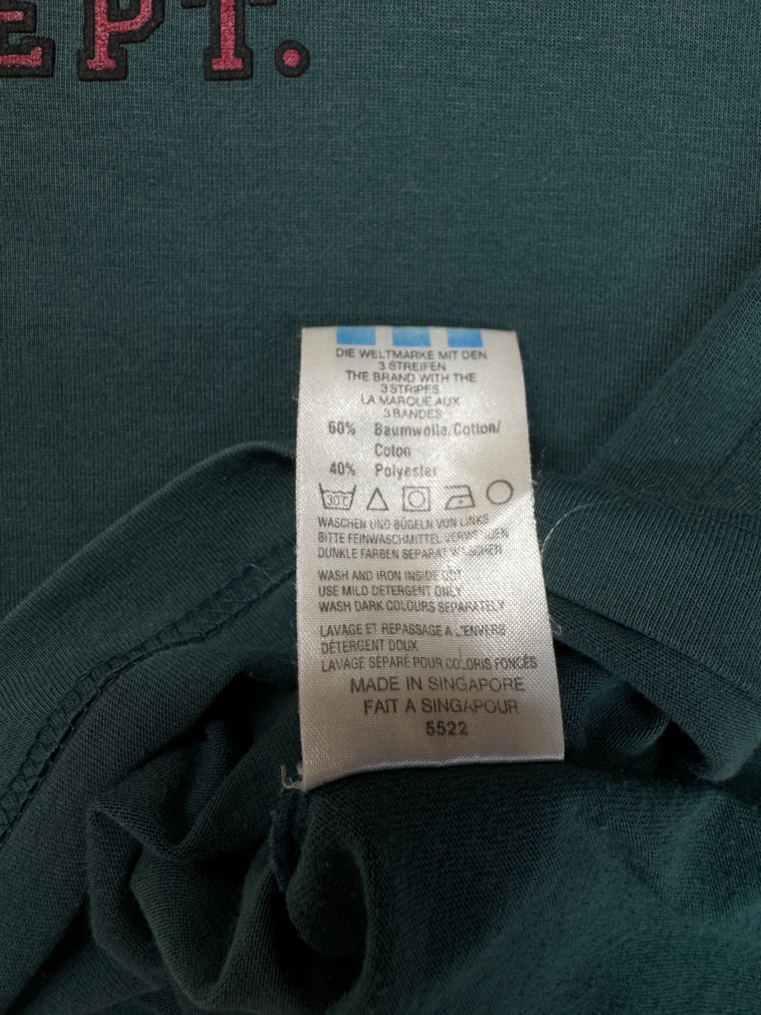90s Adidas Training Shirt Faded Made In Singapore Grün D5 S-M