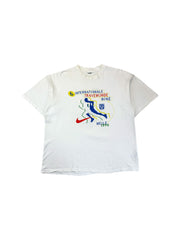 Vintage Nike Shirt 1996 6 Internationale Meile Travemünde Made In Portugal Weiß M-L