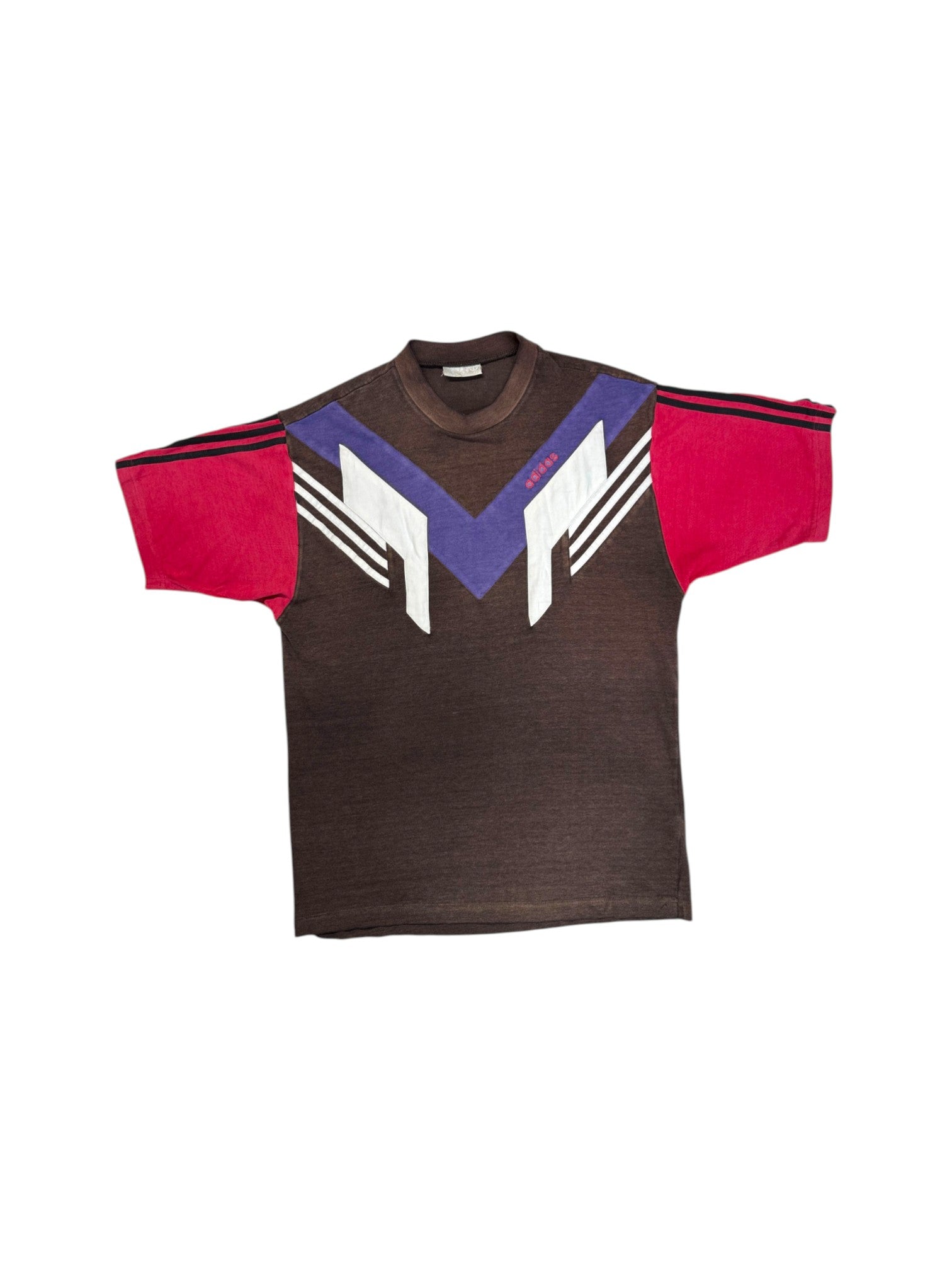 90s Adidas Shirt Faded Schwarz Rot D5 M