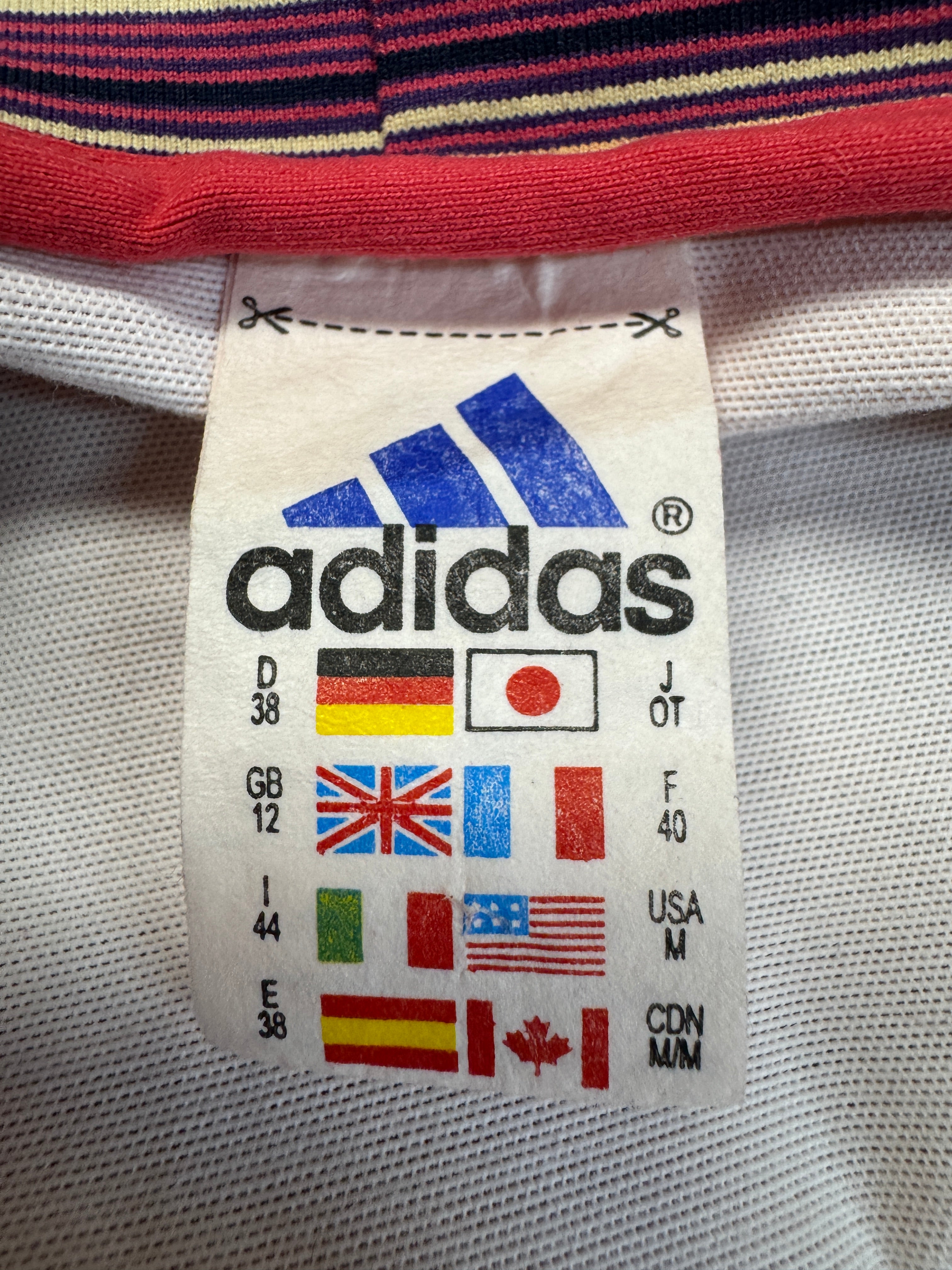 90s Adidas Halterneck Crop Top Made In Greece Gestreift Rot Gelb D38 M