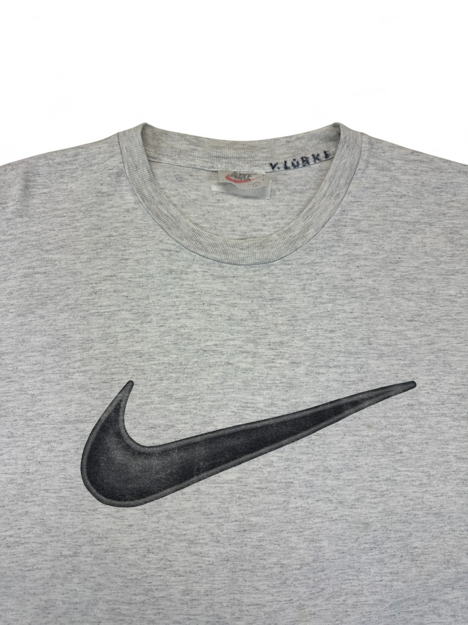 Vintage Nike Shirt 90s Big Swoosh Grau L