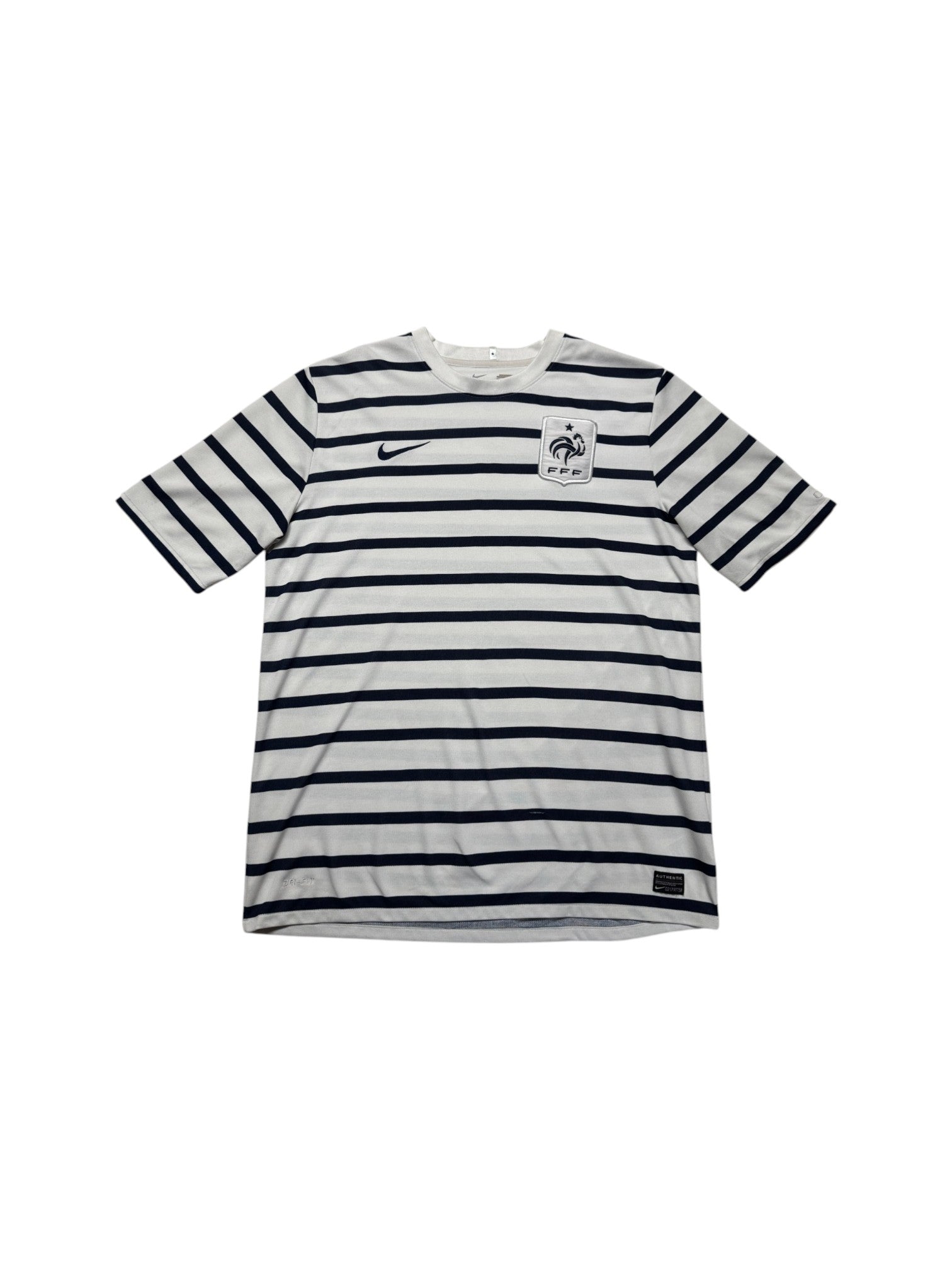2011/12 Nike Trikot Frankreich Auswärts Gestreift Weiß Dunkelblau XL - RareRags