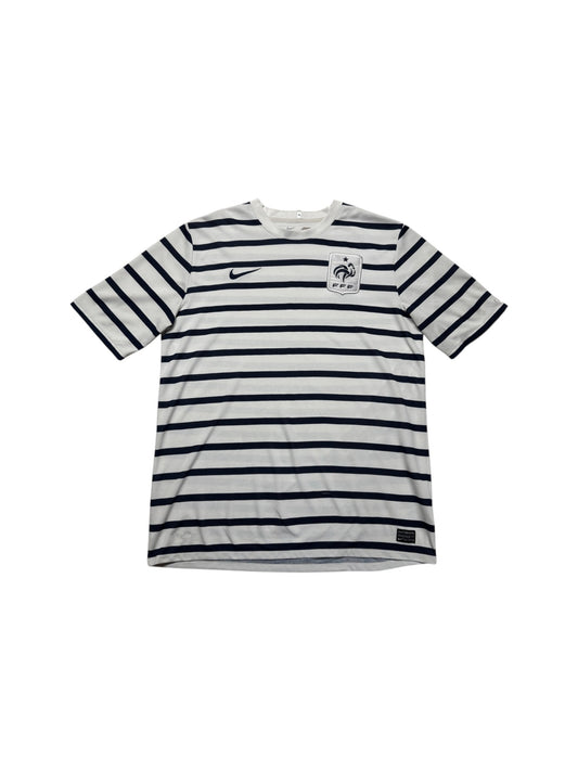 2011/12 Nike Trikot Frankreich Auswärts Gestreift Weiß Dunkelblau XL - RareRags