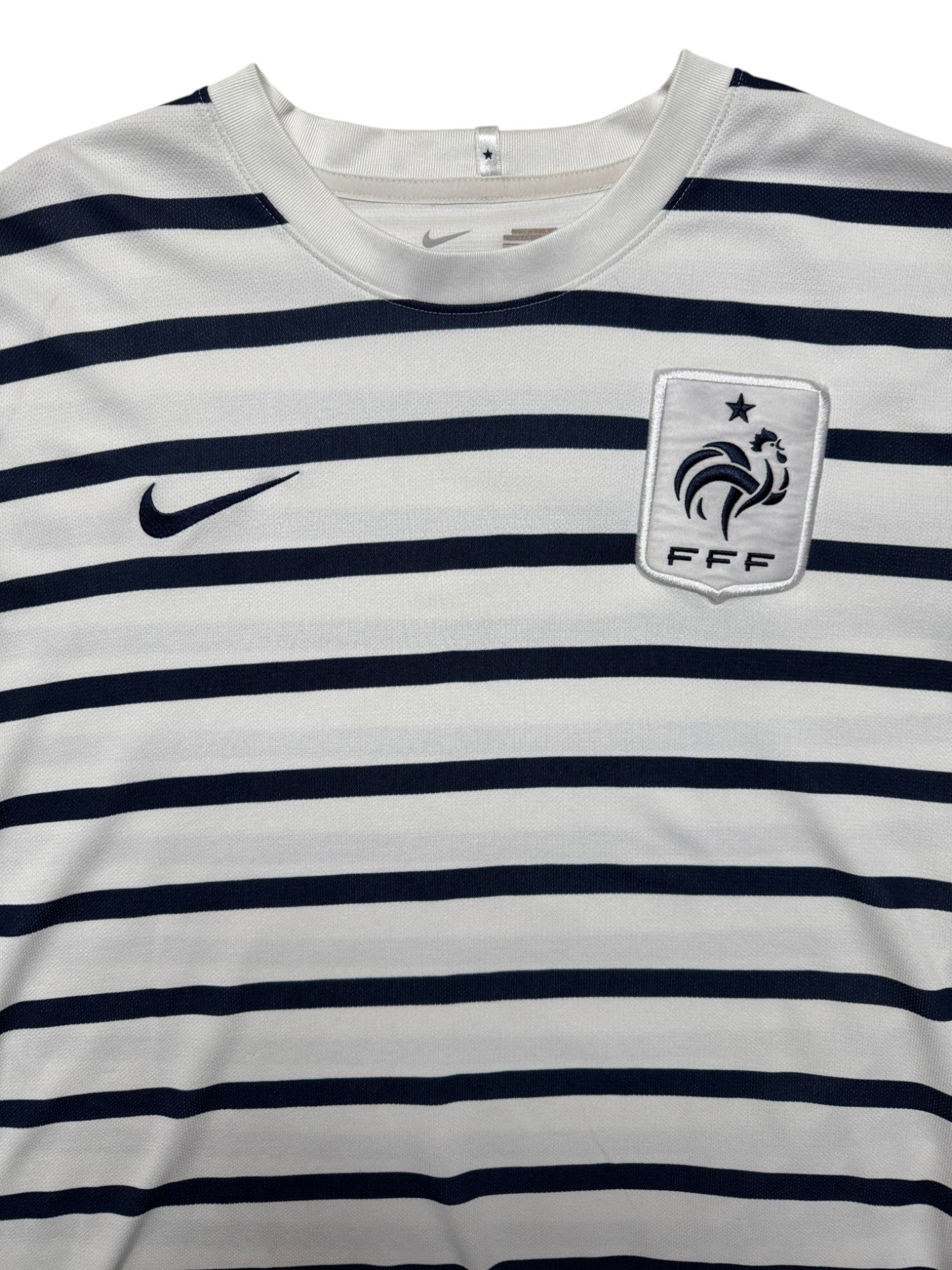 2011/12 Nike Trikot Frankreich Auswärts Gestreift Weiß Dunkelblau XL - RareRags
