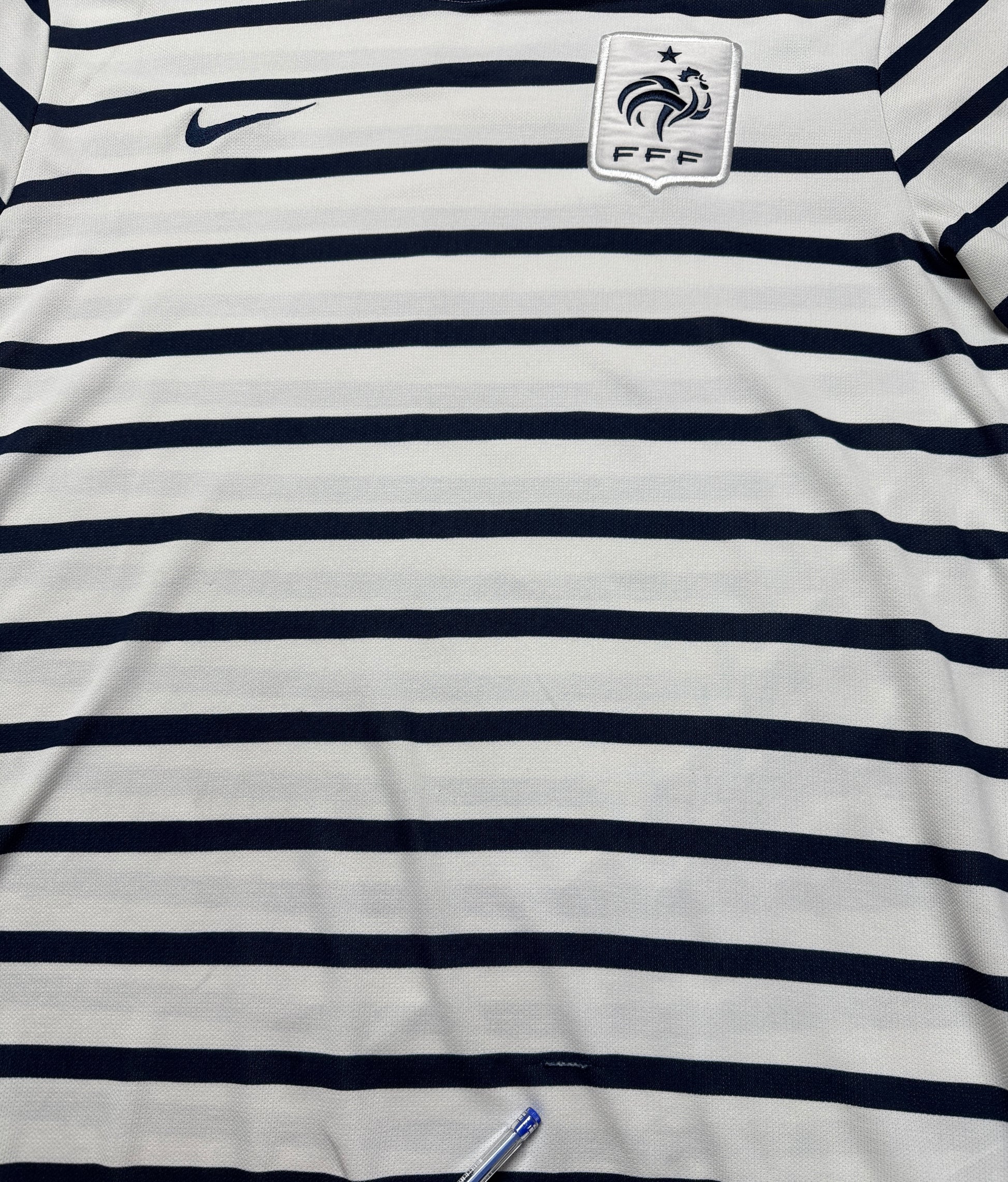 2011/12 Nike Trikot Frankreich Auswärts Gestreift Weiß Dunkelblau XL - RareRags